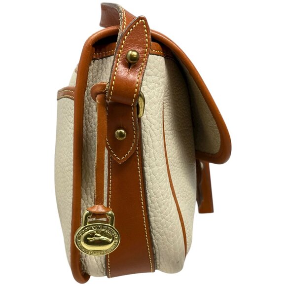 Vintage Dooney & Bourke Cream British Tan AWL Equestrian Crossbody Saddle Bag - Picture 5 of 14